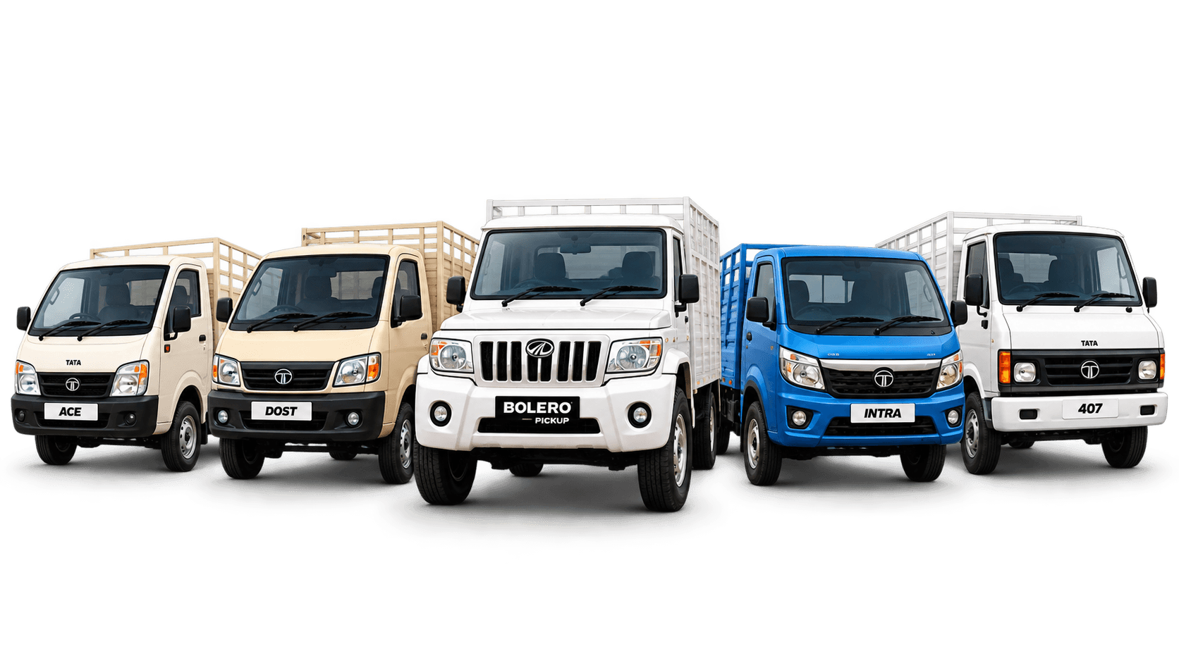 Tata Ace, Dost, Bolero Pickup, Intra and 407 mini commercial vehicles